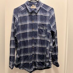 Hollister Women’s Stretch Blue Plaid Button down Shirt, Size L